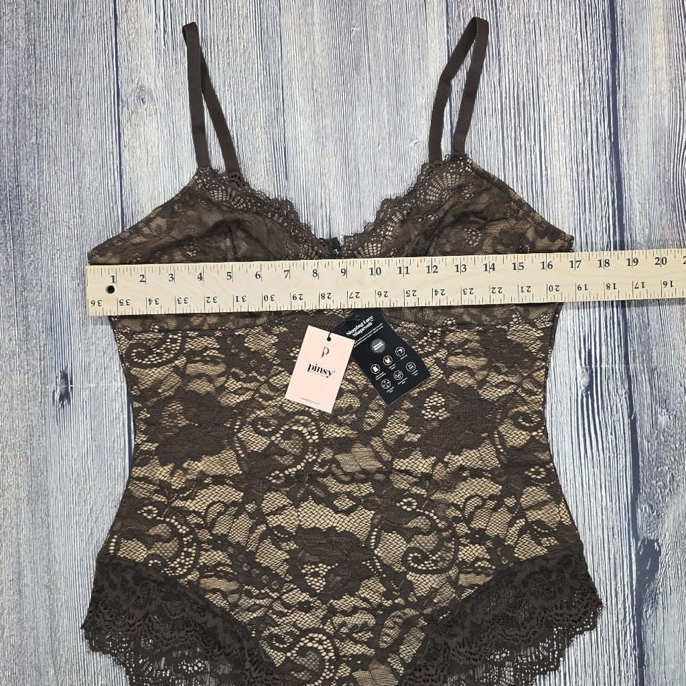 Pinsy NWT Shaping Lace Shape Suit Brown Bodysuit - Picture 9 of 11